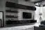 Grand mur de salon suspendu Hompland 88, Couleur : Noir - Dimensions : 180 x 320 x 40 cm (h x l x p), avec fonction push-to-open