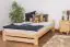 Lit futon / lit en bois de pin massif naturel A9, avec sommier à lattes - dimension 120 x 200 cm 