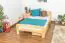lit d'enfant / lit de jeunesse en bois de pin naturel massif A6, sommier à lattes inclus - Dimensions 120 x 200 cm