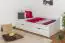 Lit pour jeunes / lit fonctionnel en bois de pin massif, verni blanc 93, sommier à lattes inclus - Dimensions 90 x 200 cm