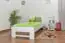 Lit simple / lit d'appoint en hêtre massif, verni blanc 111, sommier à lattes inclus - Dimensions 90 x 200 cm
