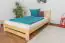 Lit simple / lit d'appoint en bois de pin massif, naturel A25, sommier à lattes inclus - Dimensions 120 x 200 cm 