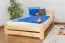 Lit simple / lit d'appoint en bois de pin massif, naturel A7, sommier à lattes inclus - Dimensions : 120 x 200 cm