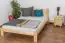 Lit simple / lit d'appoint en bois de pin massif, naturel A27, sommier à lattes inclus - Dimensions 140 x 200 cm
