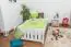 Lit d'enfant / lit de jeunesse en bois de pin massif blanc verni 66, sommier à lattes inclus - Dimensions 100 x 200 cm