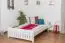 Lit d'enfant / lit de jeunesse en hêtre massif, laqué blanc 106, sommier à lattes inclus - Dimensions 140 x 200 cm