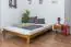 Lit double / lit d'appoint en bois de pin massif, couleur chêne A10, sommier à lattes inclus - dimension 160 x 200 cm