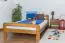 lit d'enfant / lit de jeunesse en bois de bois de pin massif couleur chêne A6, sommier à lattes inclus - Dimensions 120 x 200 cm