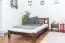 Lit simple / lit d'appoint en bois de pin massif, couleur noyer A21, sommier à lattes inclus - Dimensions 120 x 200 cm 