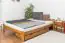 Lit simple / lit d'appoint en bois de pin massif, couleur chêne A8, sommier à lattes inclus - Dimensions : 140 x 200 cm