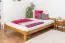 Lit simple / lit d'appoint en bois de pin massif, couleur chêne A8, sommier à lattes inclus - Dimensions : 140 x 200 cm