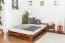 Lit simple / lit d'appoint en pin massif, couleur noyer A9, avec sommier à lattes - dimension 140 x 200 cm