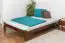 Lit simple / lit d'appoint en pin massif, couleur noyer A10, avec sommier à lattes - dimension 140 x 200 cm
