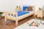 Lit d'enfant / lit de jeunesse en bois de pin naturel massif A22, sommier à lattes inclus - Dimensions 90 x 200 cm 