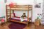 Lits superposés / lits d'enfants en pin massif, couleur chêne A16, y compris sommiers à lattes - Dimensions 90 x 200 cm, convertibles