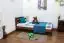 Lit d'enfant / lit de jeunesse en bois de pin massif, couleur noyer massif A27, sommier à lattes inclus - Dimensions 90 x 200 cm 