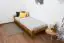 Lit simple / lit d'appoint en bois de pin massif couleur chêne A8, sommier à lattes inclus - Dimensions : 80 x 200 cm