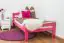 lit d'enfant / lit d'adoléscent "Easy Premium Line" K1/2n, en hêtre massif verni rose - couchette : 90 x 200 cm
