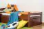 Lit enfant / lit junior "Easy Premium Line" K1/2h incl. 2ème couchette et 2 panneaux de recouvrement, 90 x 200 cm bois de hêtre massif laqué brun foncé