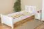 Lit d'enfant / lit de jeunesse en pin massif blanc 66, avec sommier à lattes - Dimensions 90 x 200 cm
