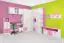 Chambre d'enfant - armoire à portes battantes / armoire d'angle Luis 22, couleur : blanc chêne / rose - 218 x 91/93 x 52 cm (H x L x P)