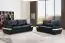 Cuir véritable Premium Couch Napoli, canapé 2 places, couleur : Onyx-Noir