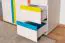 Chambre d'enfant - armoire à portes battantes / armoire Peter 02, couleur : blanc pin / orange / jaune / turquoise - Dimensions : 200 x 128 x 56 cm (h x l x p)
