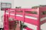 Lit mezzanine 90 x 200 cm pour adultes, "Easy Premium Line" K22/n, bois de hêtre massif laqué rose, divisible