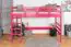 Lit mezzanine 90 x 190 cm pour adultes, "Easy Premium Line" K22/n, bois de hêtre massif laqué rose, divisible