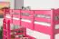 Lit mezzanine 90 x 200 cm, "Easy Premium Line" K22/n, bois de hêtre massif laqué rose, divisible