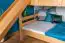 Grand lit superposé avec toboggan 140 x 190 cm, en hêtre massif verni naturel, transformable en deux lits simples, "Easy Premium Line" K32/n
