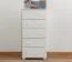 Commode en pin massif laqué blanc Junco 141 | 5 tiroirs spacieux | 123 x 60 x 42 cm