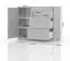 Commode Siumu 12 blanc brillant | 3 tiroirs, 1 porte, 2 étagères | 85 x 107 x 45 cm | Design contemporain