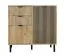Commode étroite 2 portes Luanco 03 | Chêne doré | Métal | 88 x 87,8 x 40,5 cm | 2 tiroirs, 3 compartiments