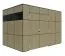 Abri de jardin 3,45 x 2,29 mètres, Cabane de jardin en brun olive, surface au sol : 7,90 m², abri de jardin en éléments, toit plat, fenêtres à triple vitrage