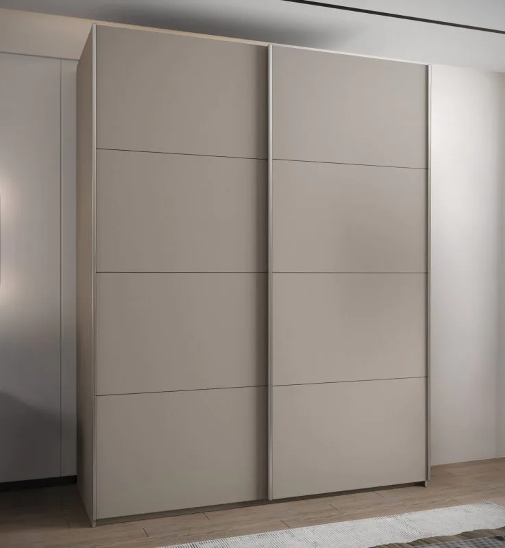 Penderie / Armoire à portes coulissantes / 245,5 x 190 x 64 cm / 2 tringles à vêtements / 2 portes coulissantes / Couleur : Cachemire / 6 étagères / 11 compartiments /Soft-Close