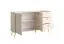 Buffet contemporain beige | 3 tiroirs, 2 portes, 2 compartiments | Pieds et poignées métal | 89 x 156 x 40,5 cm