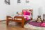 Lit d'enfant / Lit junior "Easy Premium Line" K8, hêtre massif laqué rouge cerisier - Surface de couchage : 90 x 190 cm