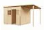 Abri de jardin en éléments de 19 mm / 3,84 x 2,39 mètres / Abri de jardin avec toit rapporté / Naturel / Abri de jardin / Plancher inclus / Toit plat / Mayence 04 / Porte encadrée de bois massif avec fenêtres