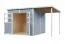 Abri de jardin / 19 mm maison de jardin en éléments / incl. toit rapporté / surface au sol : 9,18 m² / laqué gris clair / incl. plancher / toit plat / Freiberg 03