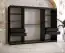 Armoire avec une porte miroir Finsteraarhorn 18, Couleur : Noir mat - Dimensions : 200 x 250 x 62 cm (h x l x p), avec 10 compartiments et deux tringles à vêtements