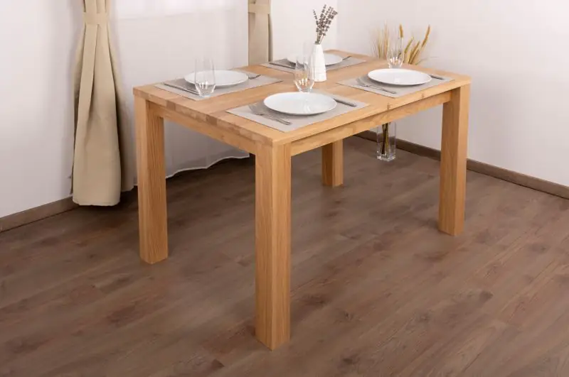 Table de salle à manger en chêne massif naturel Pirol 105 (angulaire) - Dimensions 120 x 80 cm (L x P)