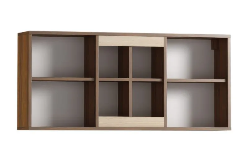 Étagère murale Pasuruan 13 | Noyer/Érable | 57 x 124 x 25 cm | Design moderne