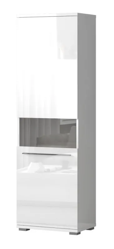 Vitrine Garim 21 blanc brillant | 193 x 60 x 40 cm | Design moderne, éclairage LED, système Soft-Close