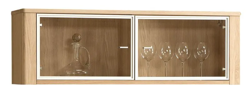 Etagère suspendue / murale Jussara 05, couleur : brun clair, chêne partiellement massif - 41 x 124 x 35 cm (h x l x p)