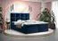 Lit double bleu design Pirin 60 | 180 x 200 cm | Rangement intégré | Matelas Bonell H3 | Tissu velours