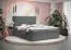 Lit boxspring design exclusif Pirin 64 | Velours gris | 140 x 200 cm | 2 espaces de rangement
