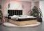 Lit une place design moderne Pilio 02 | Noir & chêne doré | 140 x 200 cm | 2 espaces de rangement | Matelas à ressorts Bonell H3