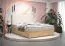 Lit double Pilio 26 en velours beige | Espace de rangement | Matelas Bonell H3 | 180 x 200 cm