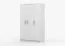 Armoire penderie blanche Smolikas 122 | 3 portes | 9 compartiments | 192 x 120 x 50 cm | Poignées bois